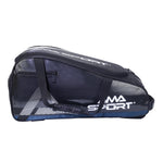Sac à Dos Padel AMASPORT Cuir - Grande Capacité Imperméable Poche Sécurité Bleu Foncé