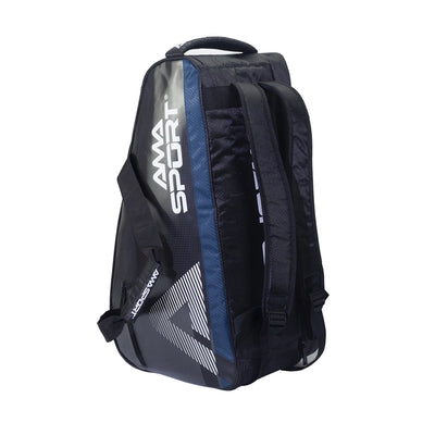 Sac à Dos Padel AMASPORT Cuir - Grande Capacité Imperméable Poche Sécurité Bleu Foncé